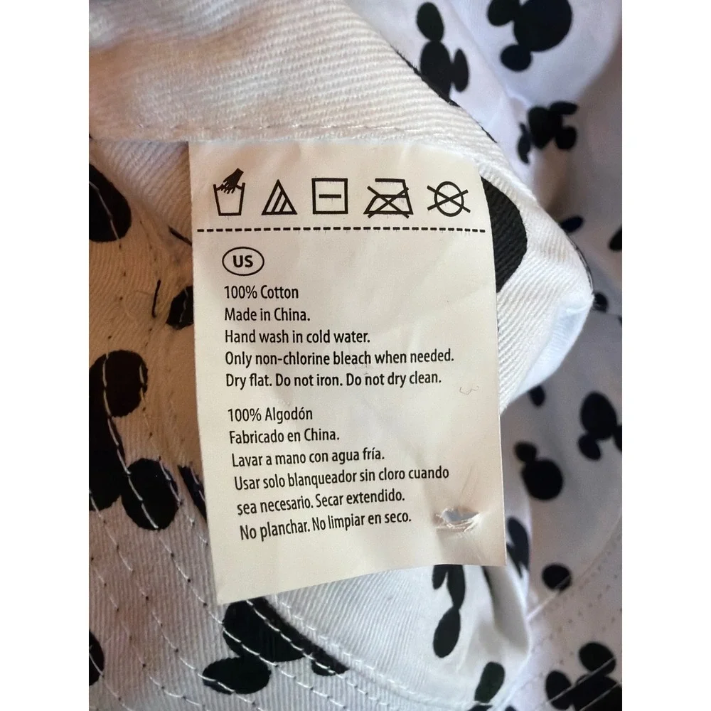 Disney Bucket Hat Black Mickey Mouse Reversible Line Art All Over Print Cotton